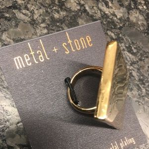 7 Huge Ring BRASS statement slab RECTANGLE square